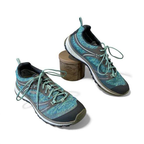 KEEN Dry Terradora Low Sneakers Blue Green Waterproof Hiking Trail Shoe Womens-8 - Picture 1 of 12